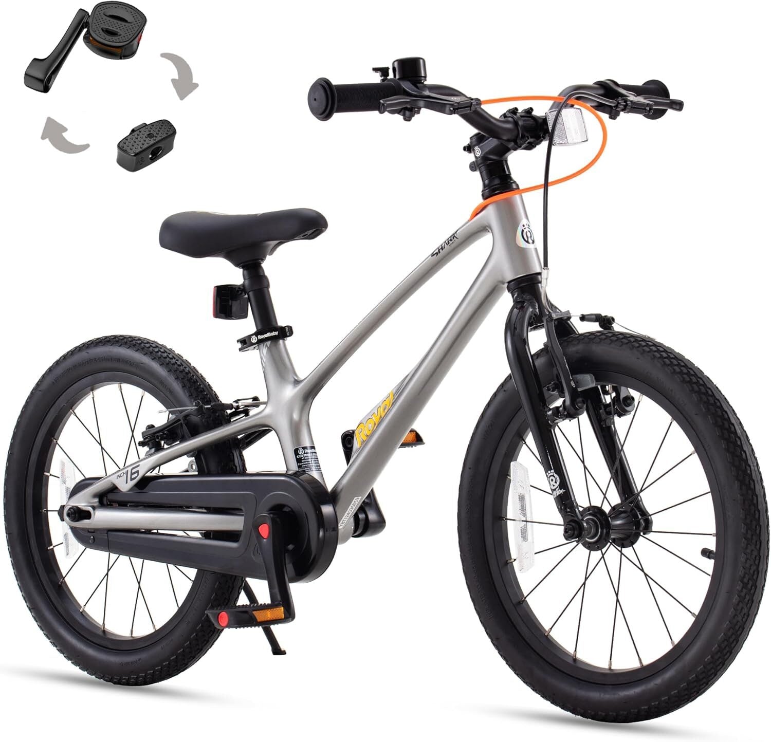 Bicicleta Copii 18 inch Royal Baby EZ Space Shark - Grey