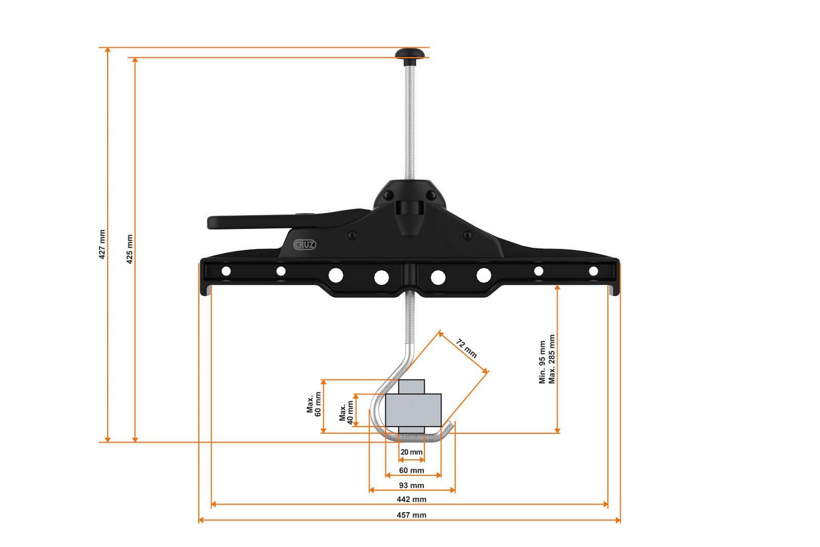 941043 CRUZ ladder clamp dimensions P angle F32 white 004 08 LR