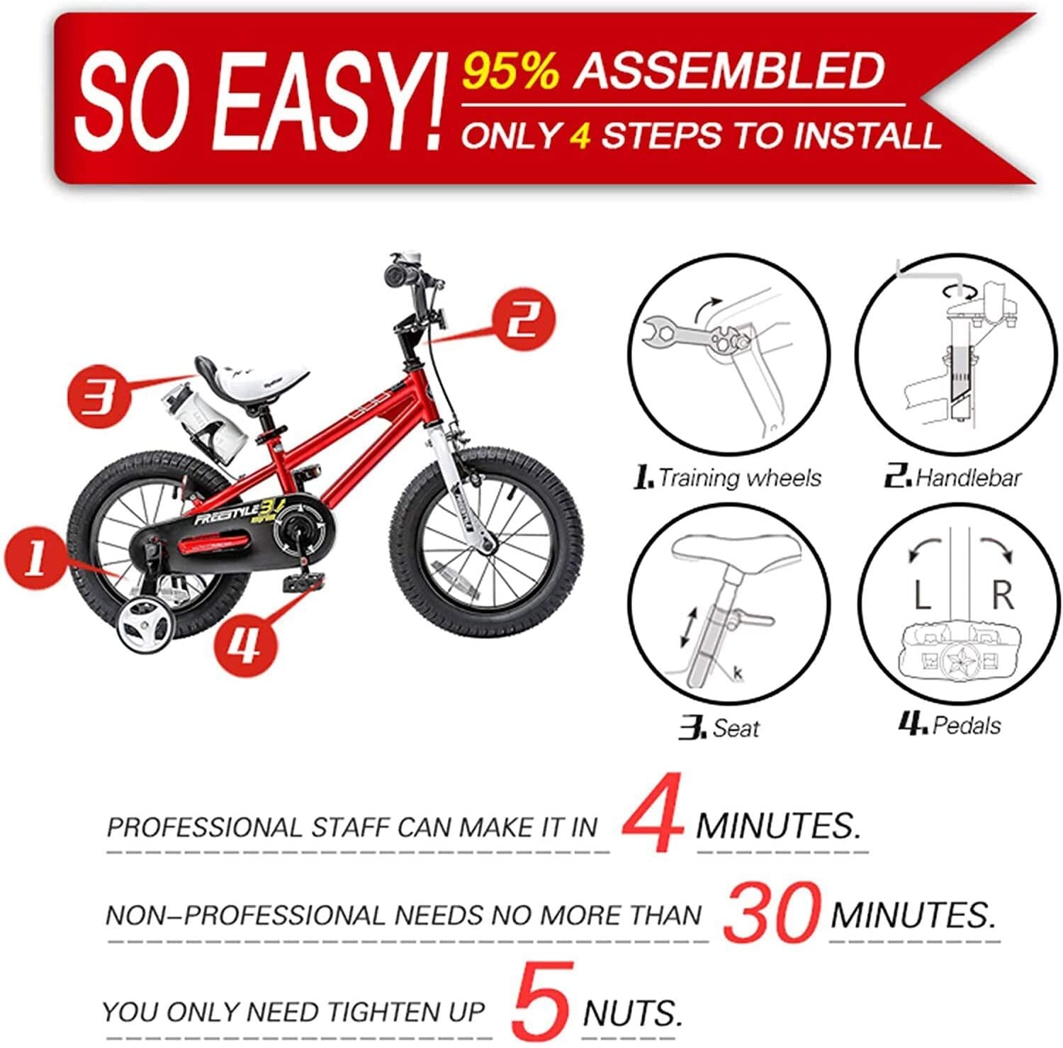 Bicicleta Copii 12 inch RoyalBaby Freestyle 12 Red 4