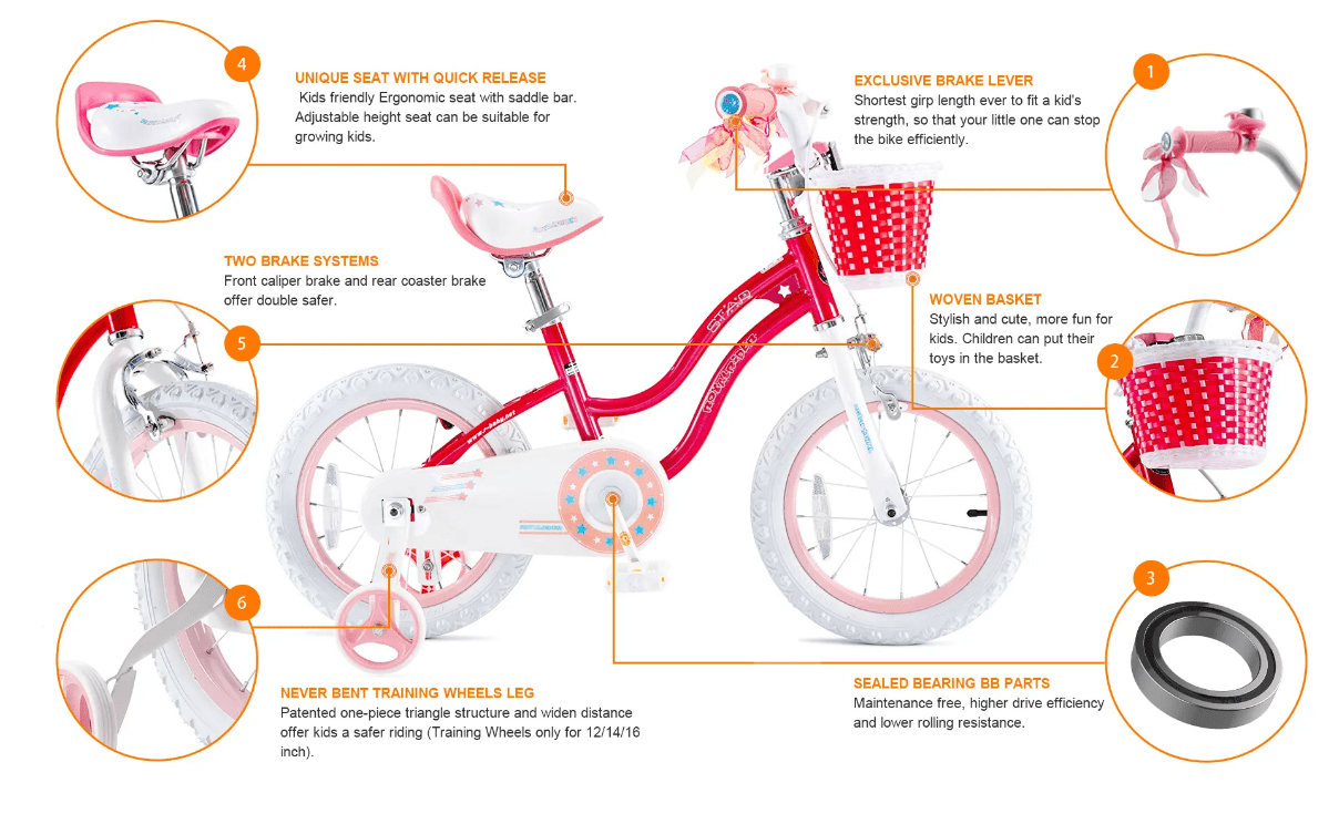 Bicicleta Copii RoyalBaby Star Girl 16 Pink 7