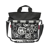 Cos Bicicleta KLICKfix Oval S Negru cu Flori Albe