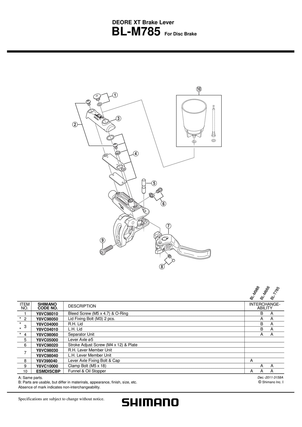 Surub pt. Reglaj SHIMANO BL-M785 M4X12 & Placa