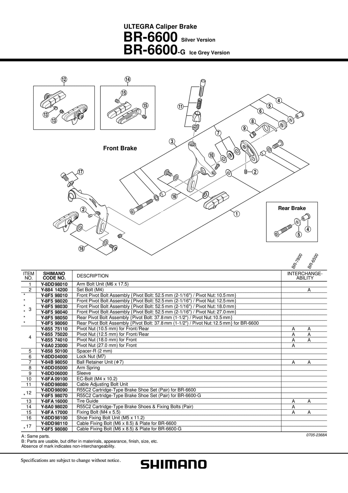 Suruburi de Fixare SHIMANO BR-6600 Shoe Fixing Bolt M5 X 11.2