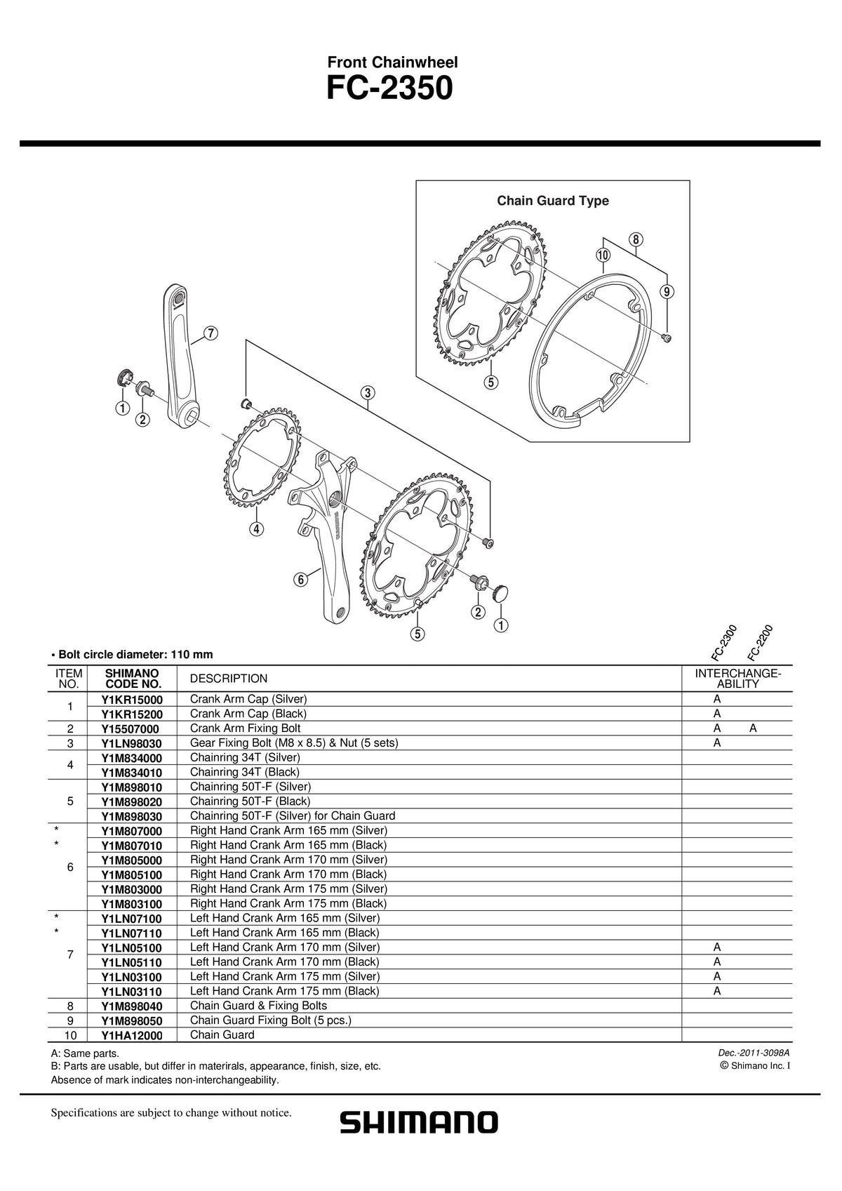 Foaie SHIMANO FC-2350 34T Argintie