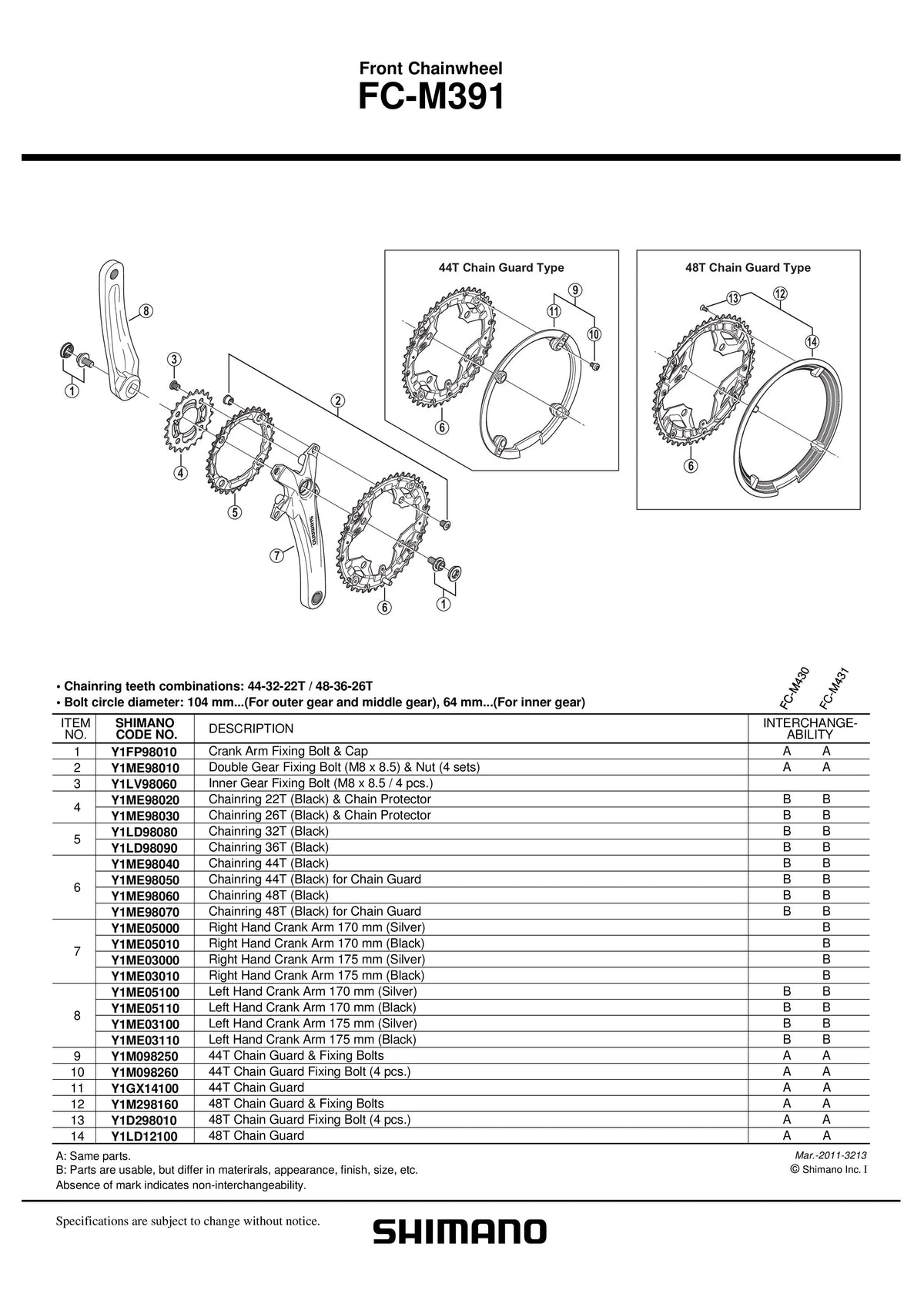 Suruburi si Piulite de Fixare (M8X8.5) pentru Montarea Foii Mari si Mijlocii la Angrenajul FC-M391 (4 Seturi) SHIMANO