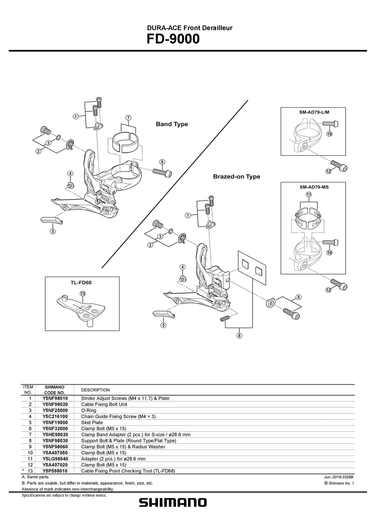 Surub pt. Reglare Cablu SHIMANO FD-9000