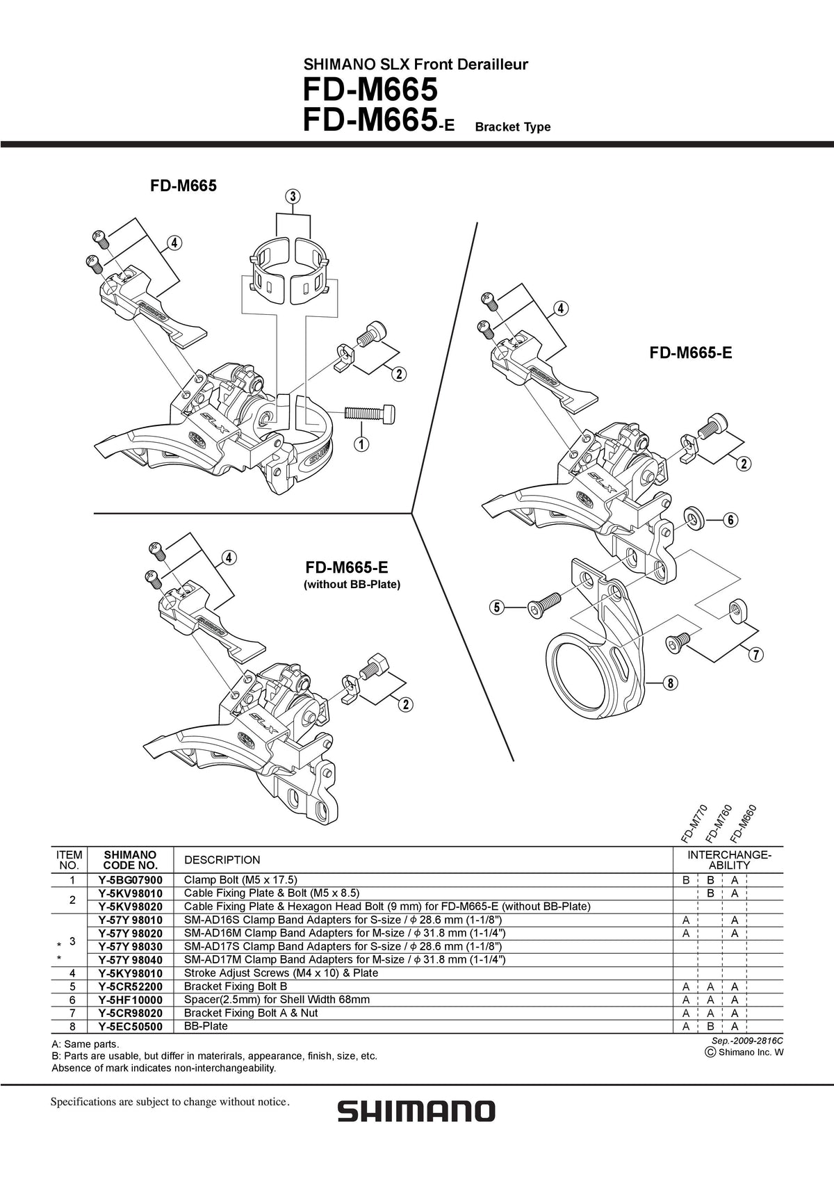 Surub pt. Reglaj SHIMANO FD-M665 M4X10 & Placa