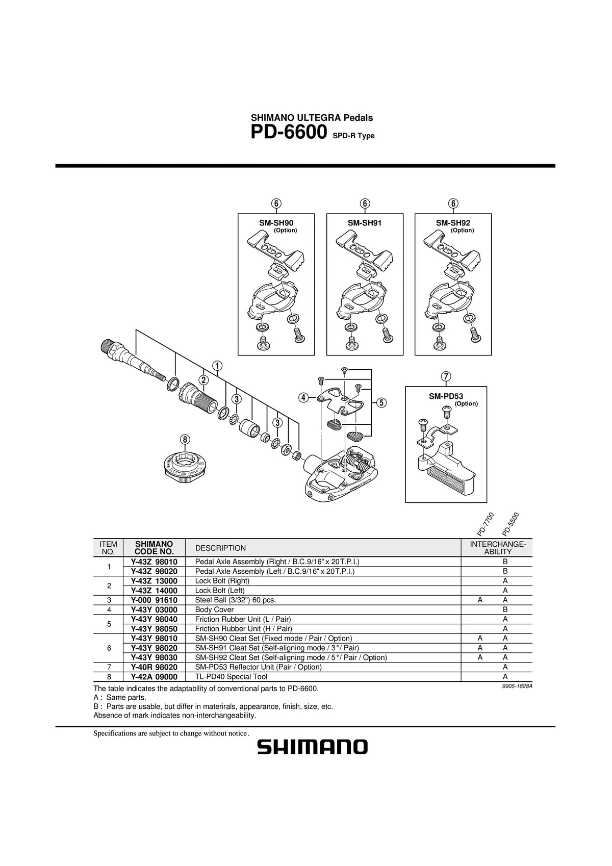 Suport de Uzura din Cauciuc pt SHIMANO PD-6600 Dreapta