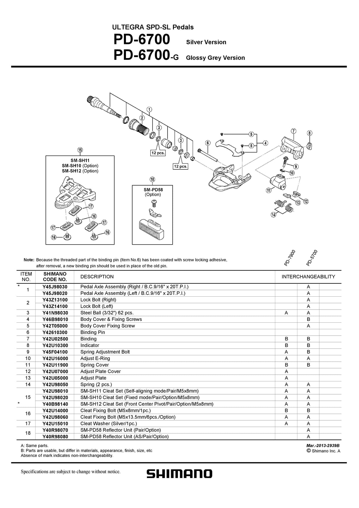 Surub de Fixare pt. Placute de Pedale PD-6700C SHIMANO