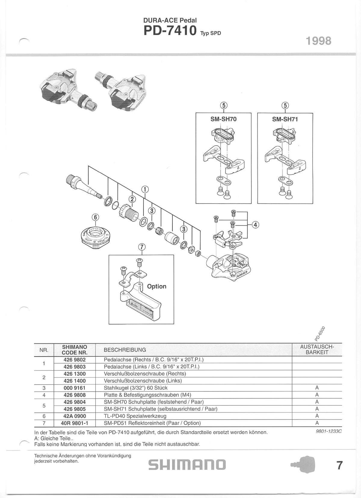Placa Placute Pedale SHIMANO PD-7410 & Suruburi M4