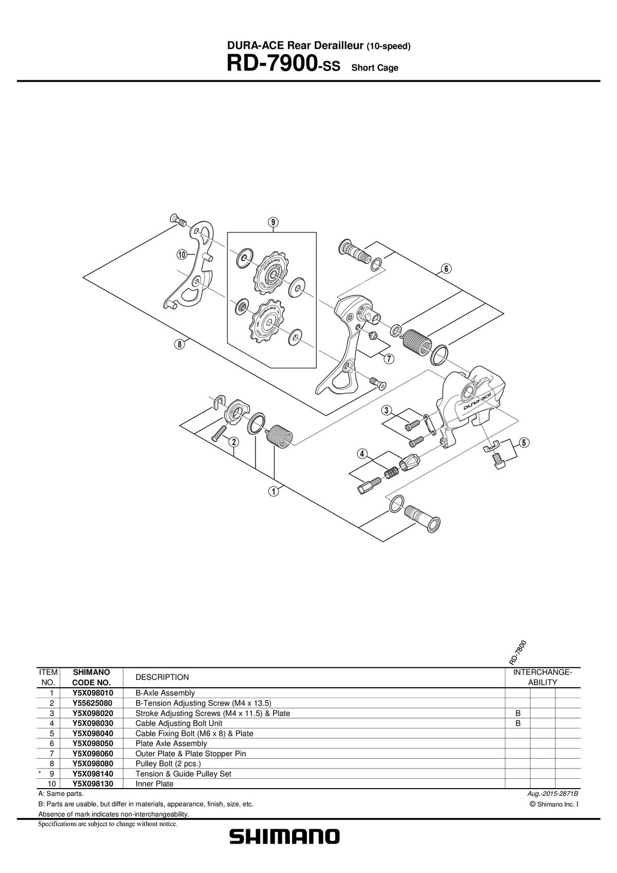 Role Schimbator Ghidare & Tensionare SHIMANO RD-7900
