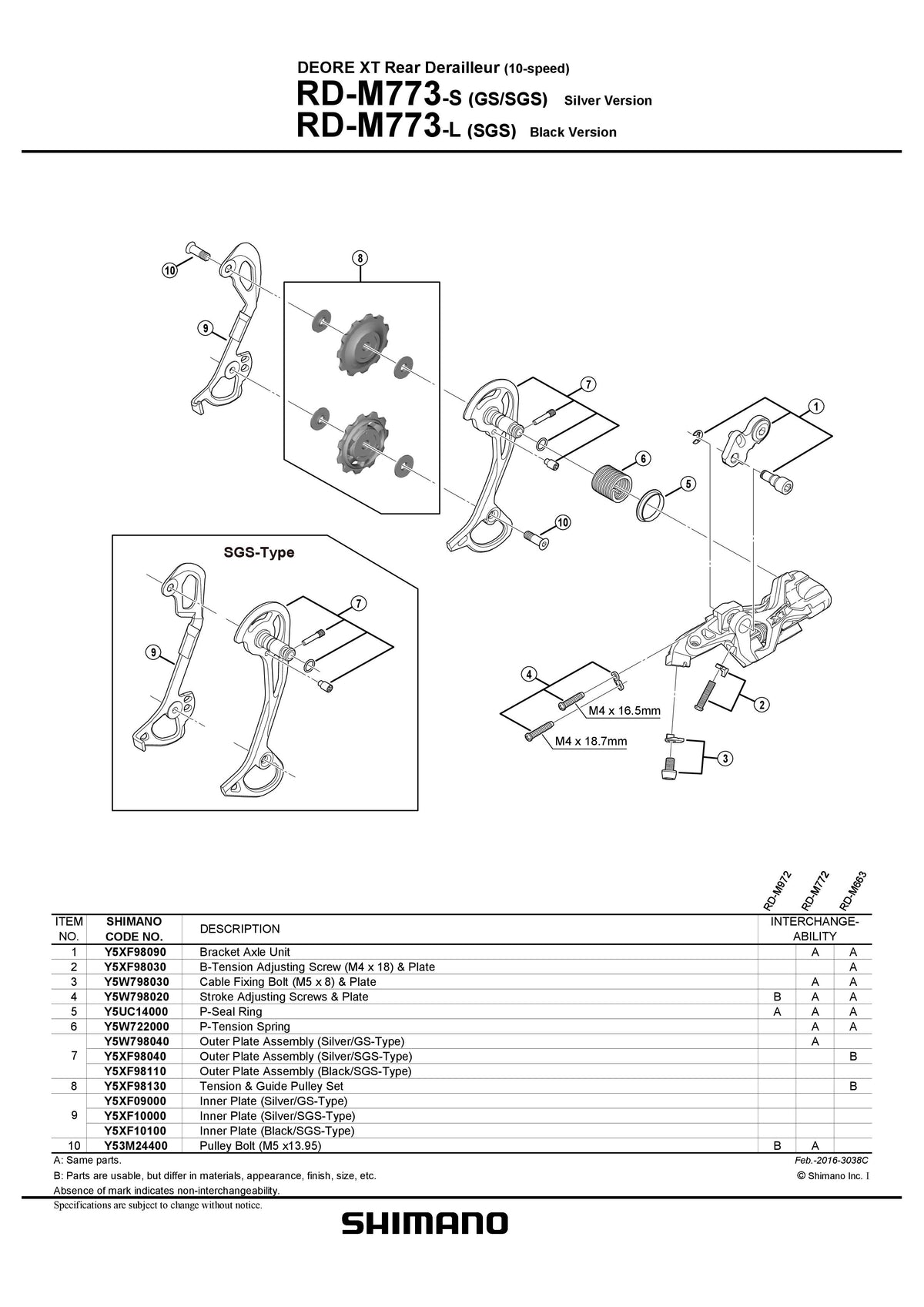 Role Schimbator Ghidare & Tensionare SHIMANO RD-M773