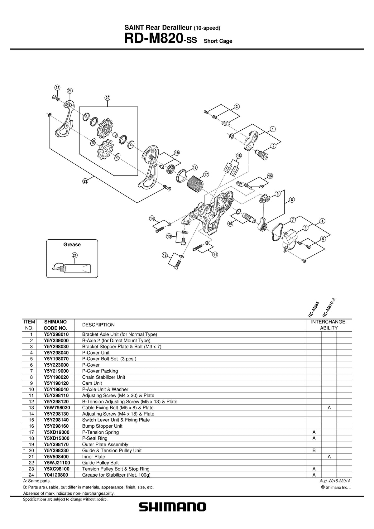 Role Schimbator Ghidare & Tensionare SHIMANO RD-M820