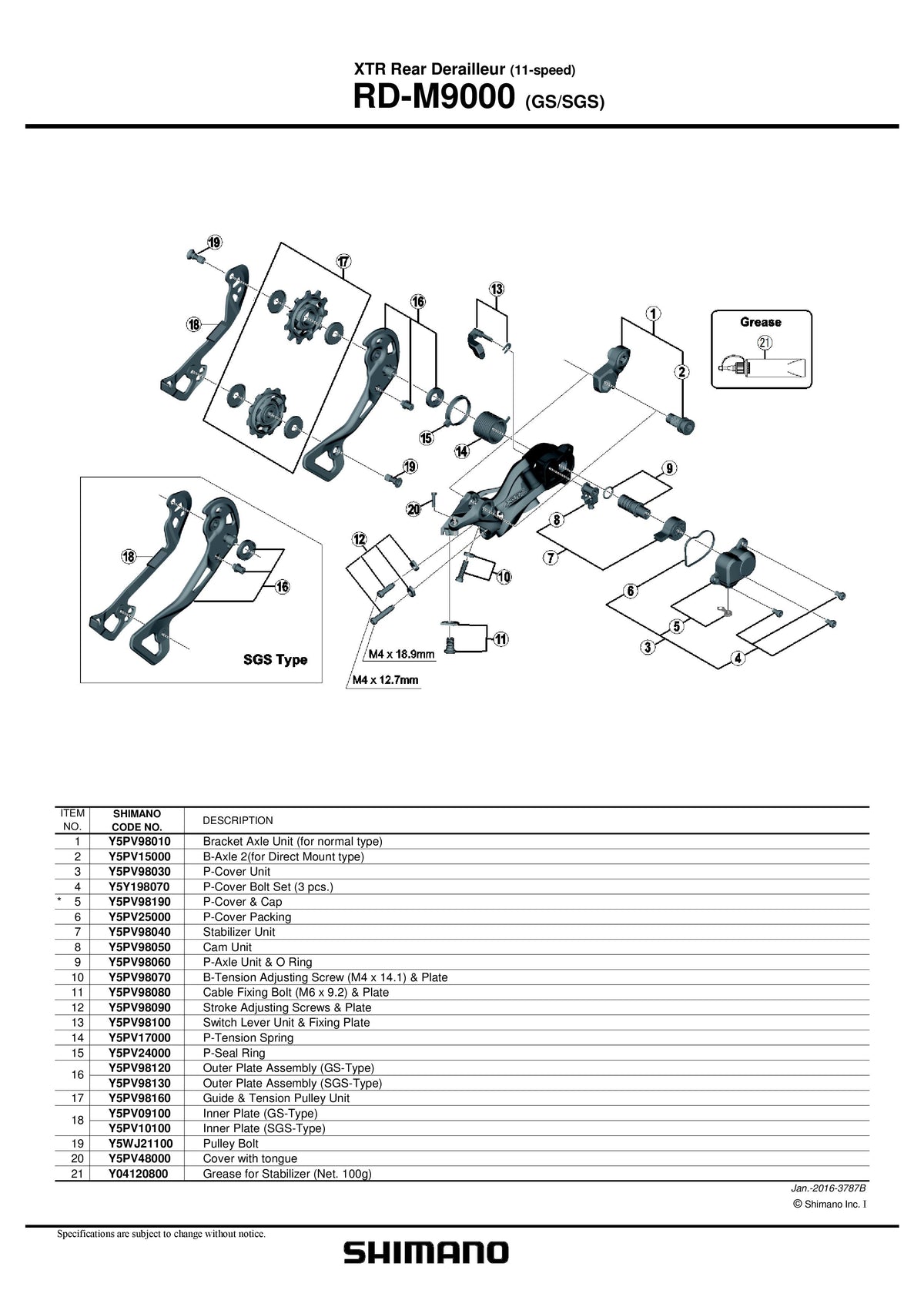 Suport de Prindere pe Urechea de Schimbator SHIMANO RD-M9000 pt. Tip Normal