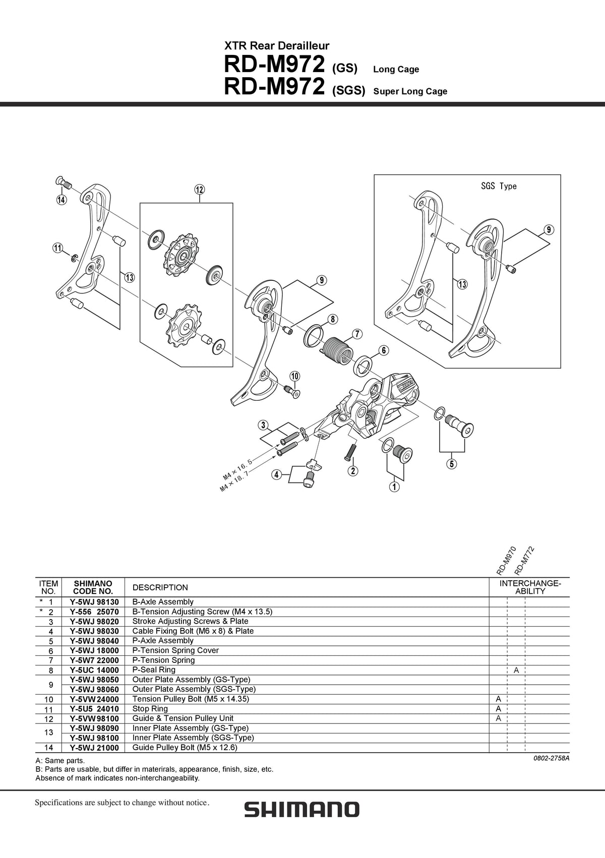 RD-M972 Ansamblu B-Axle SHIMANO