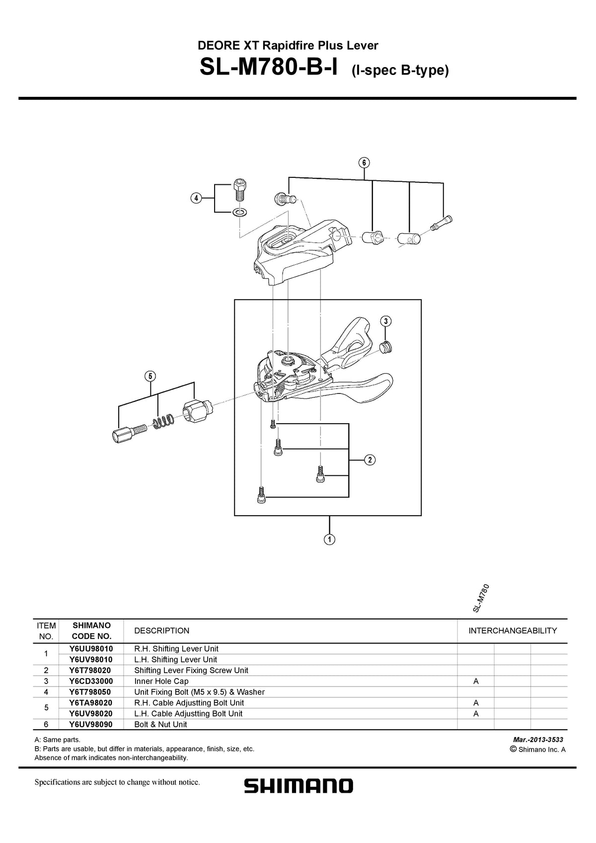Unitate Schimbare Viteze SHIMANO SL-M780-I Stanga