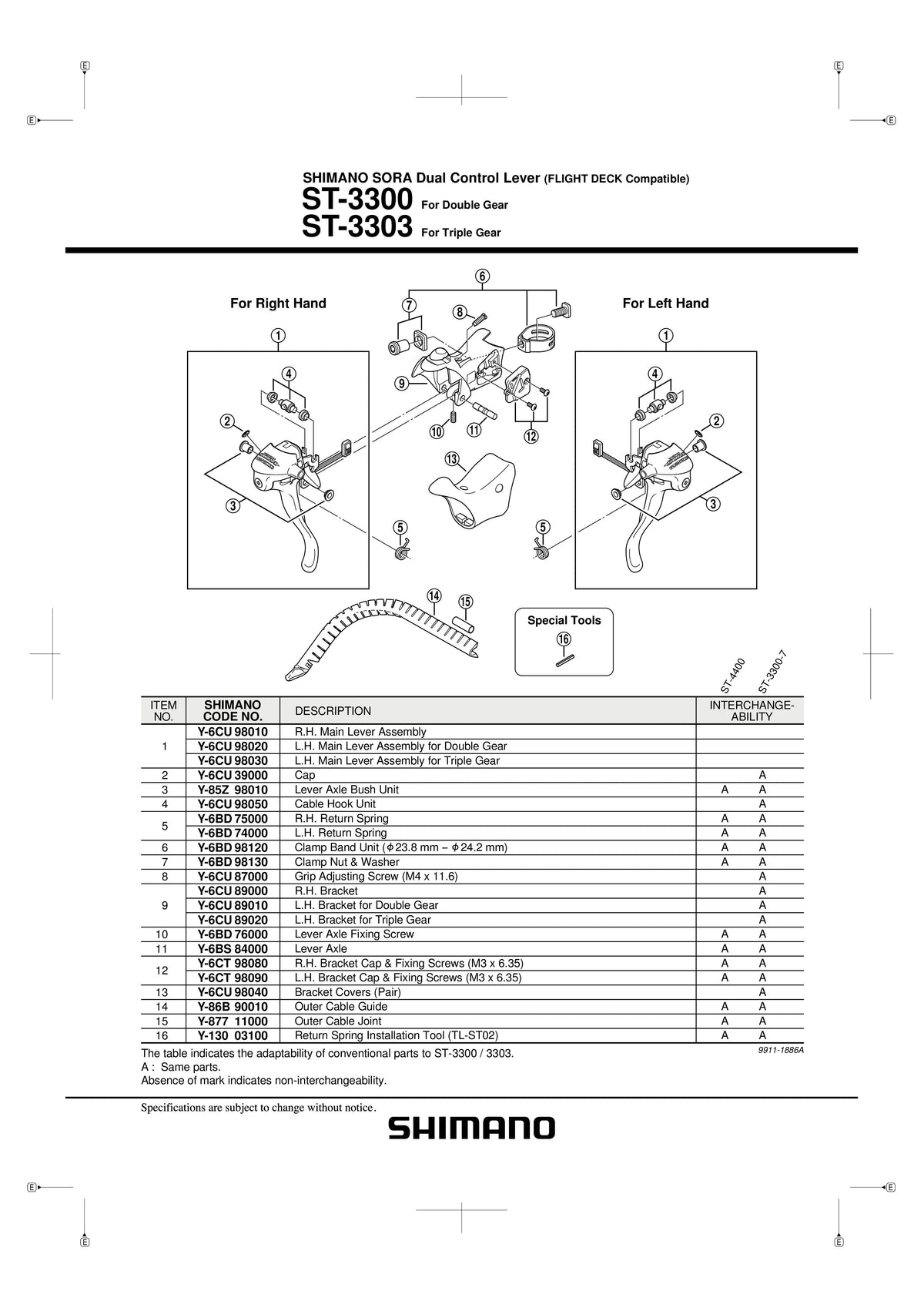 Ansamblu Corp Maneta SHIMANO ST-3300 Stanga