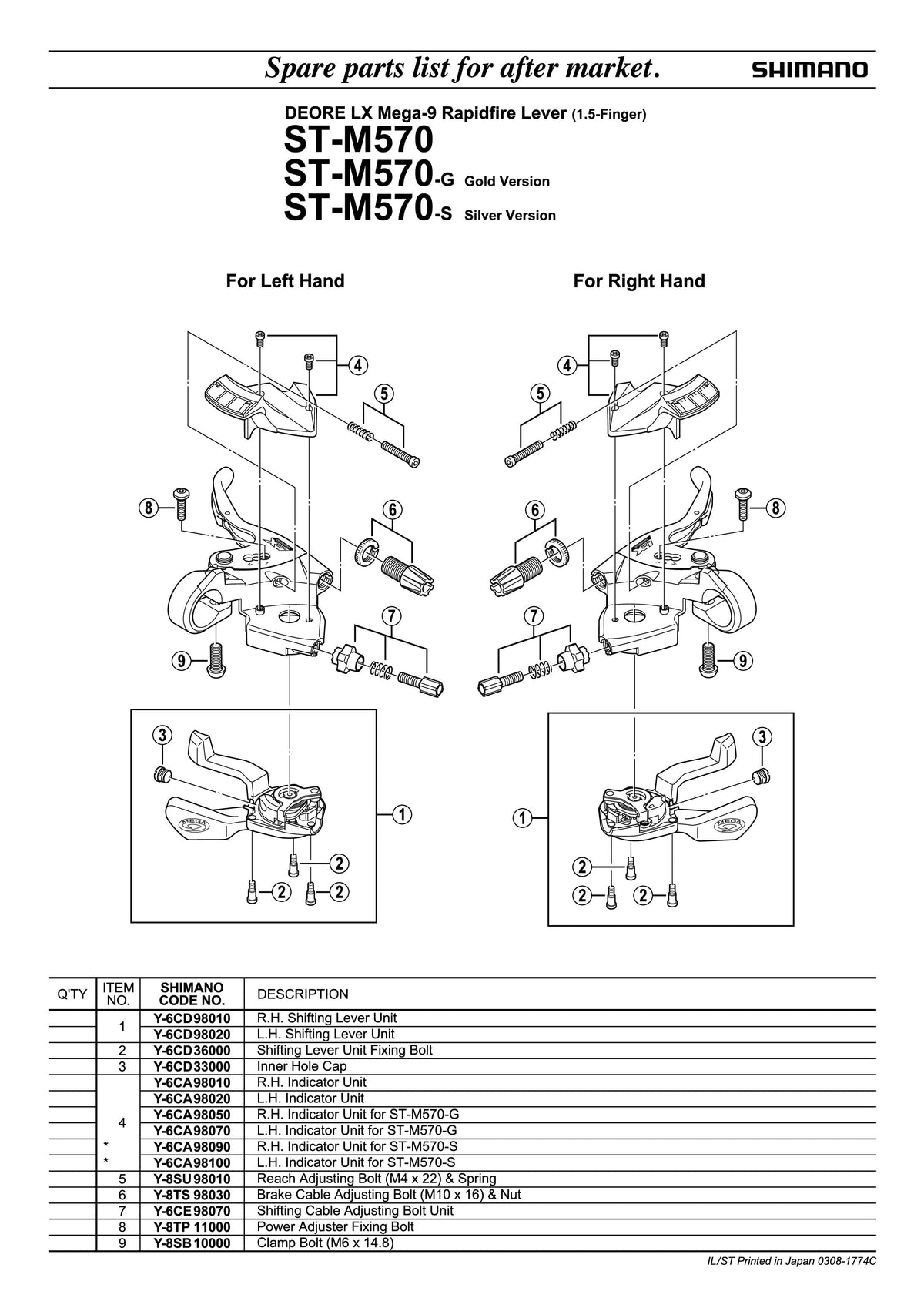 Indicator Unit SHIMANO ST-M570 Stanga