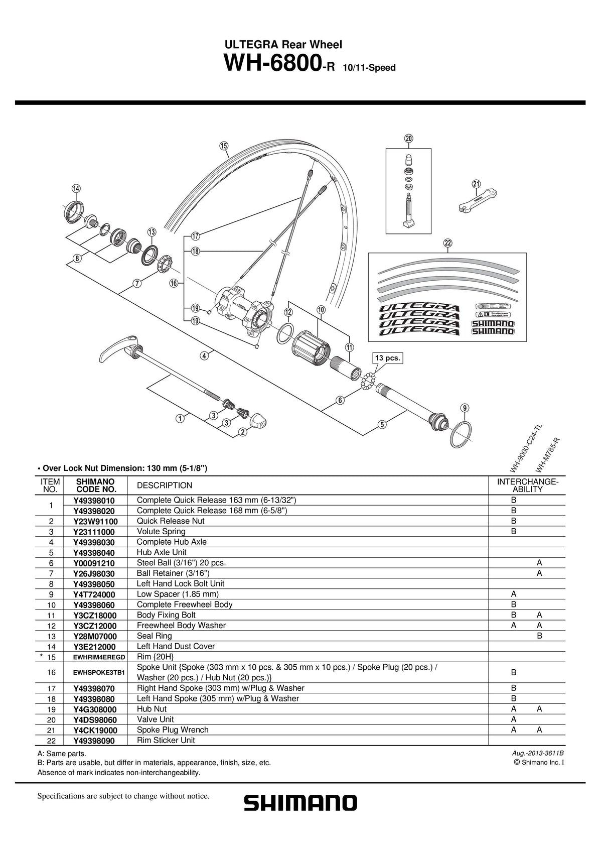 Spita SHIMANO WH-6800-R Stanga 305MM