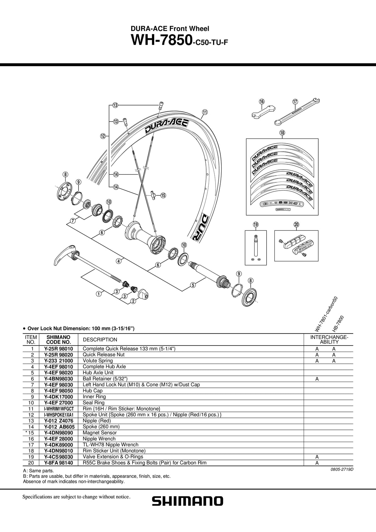 Senzor Magnet SHIMANO WH-7850-C50-TU-F