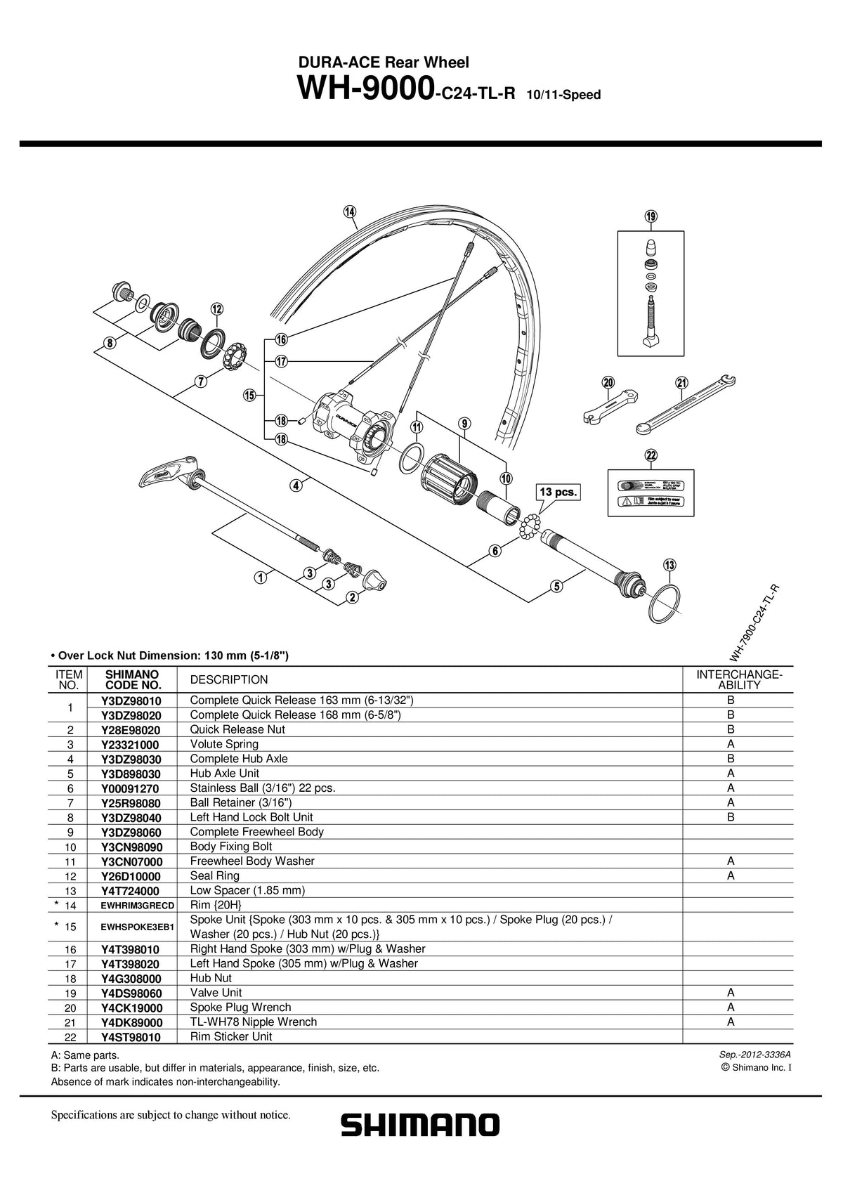 Caseta SHIMANO WH-9000 Complet