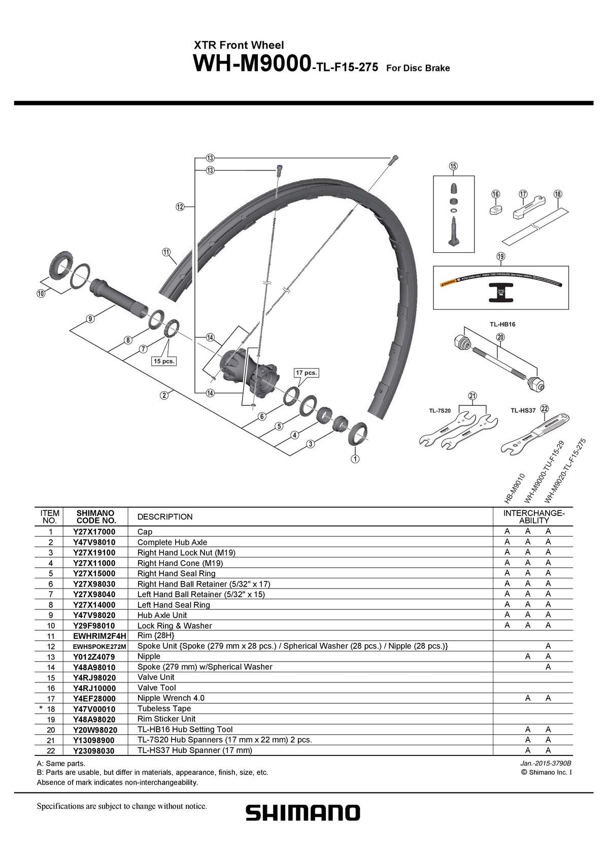 Spita SHIMANO WH-M9000-TL-F15-275 279MM & Saiba Sferica