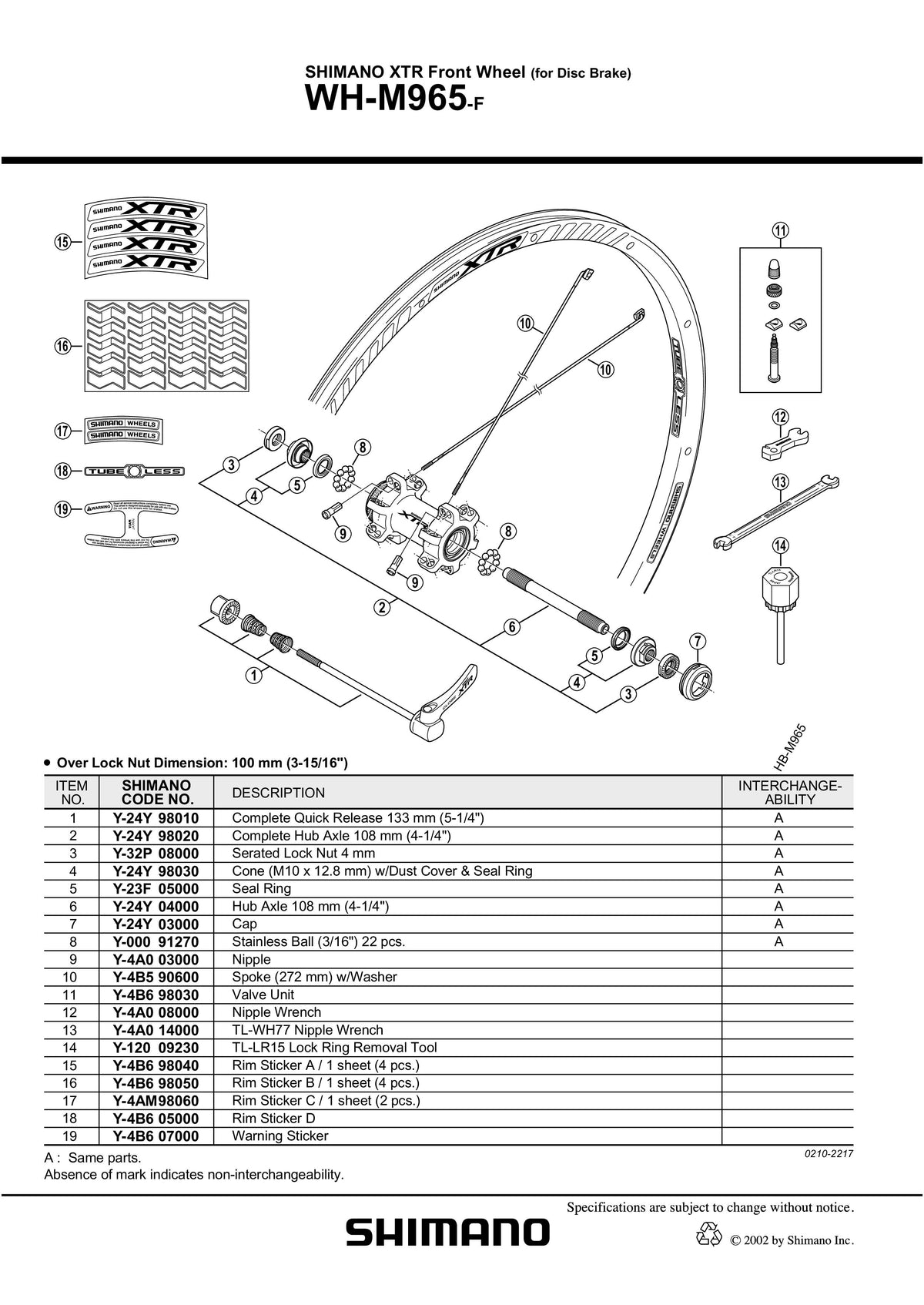 Spita SHIMANO WH-M965 Stanga 272MM cu Saiba