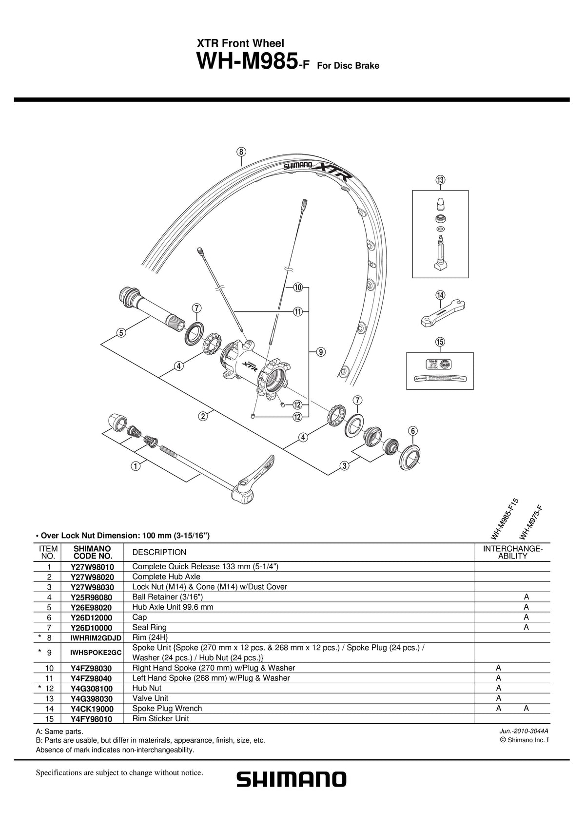 Con SHIMANO WH-M985F Lock Nut M14