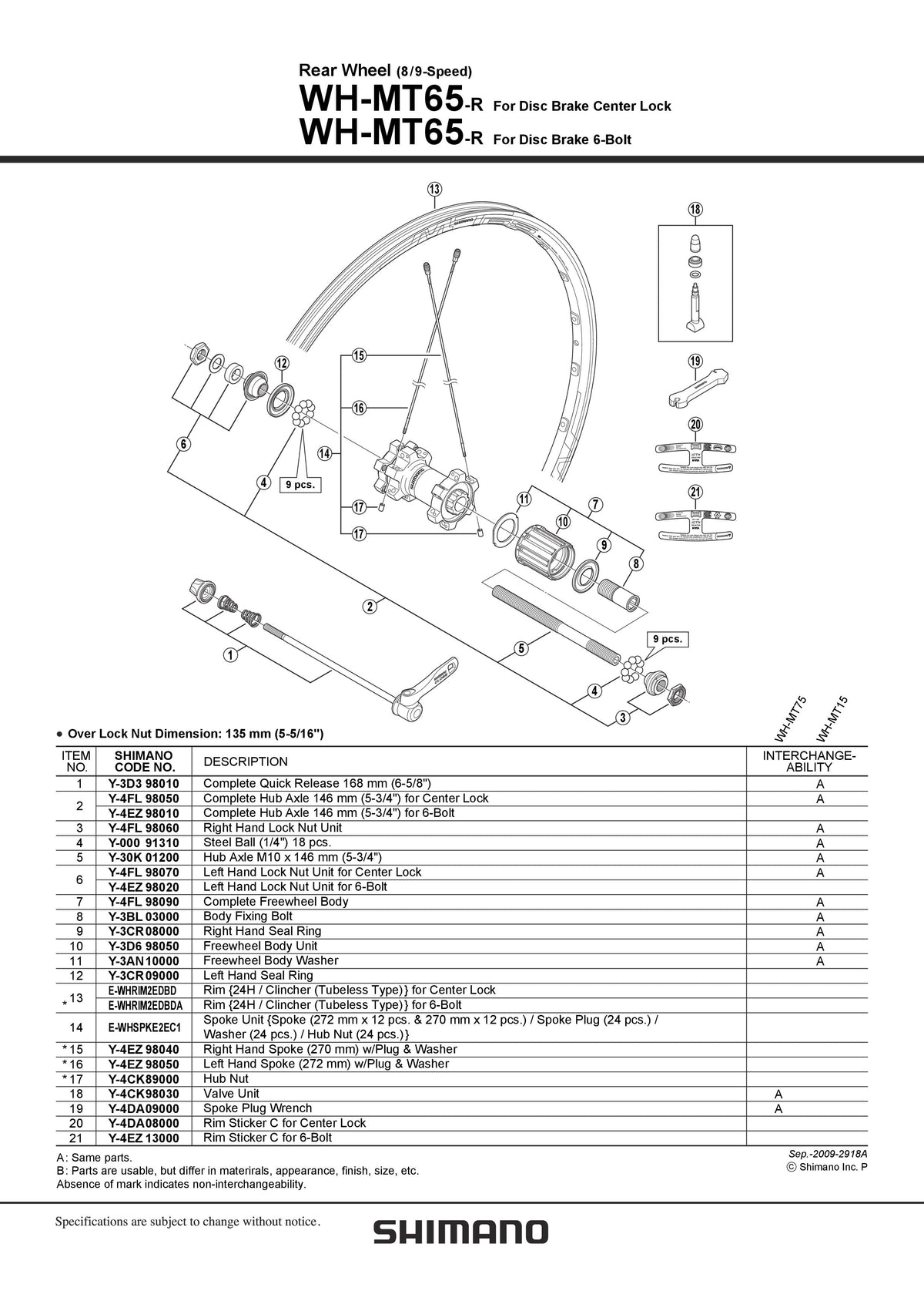 Spita SHIMANO pt. Roata WH-MT65-R 272MM Stanga Incl. Capat si Saiba