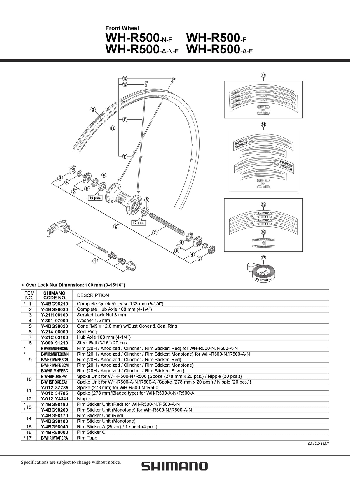 Niplu SHIMANO WH-R500-F