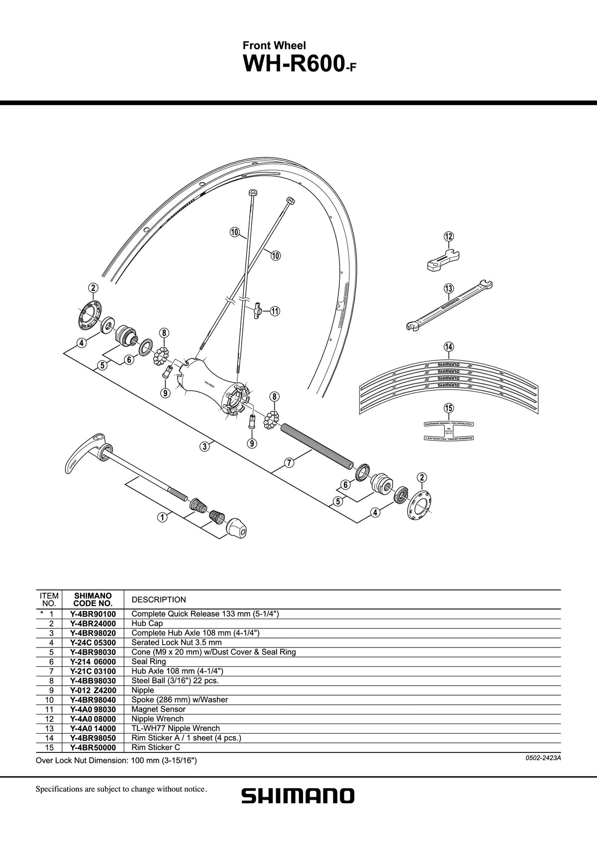 Capac SHIMANO WH-R600-F Butuc Capac