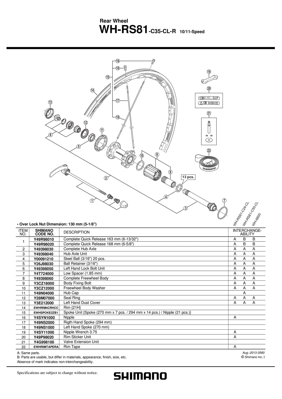 Spita SHIMANO WH-RS81-C35-CL-R Stanga 270MM