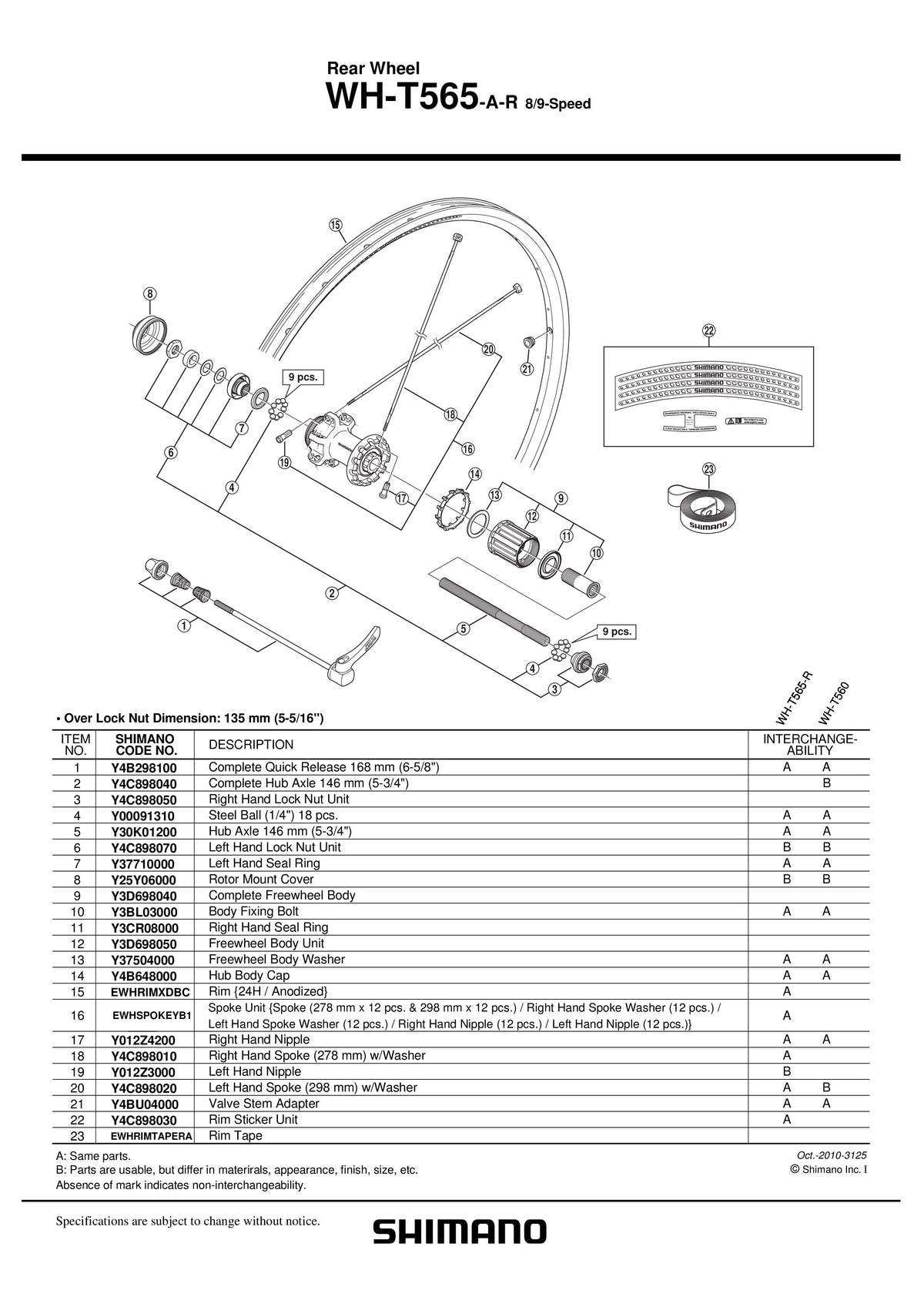 Capat Butuc SHIMANO WH-T565-A-R