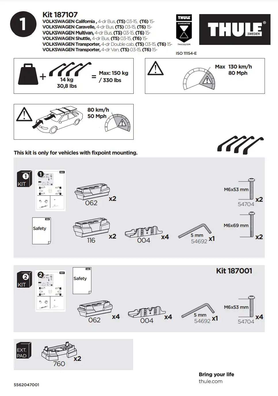 Kit THULE 187107 1 Manual