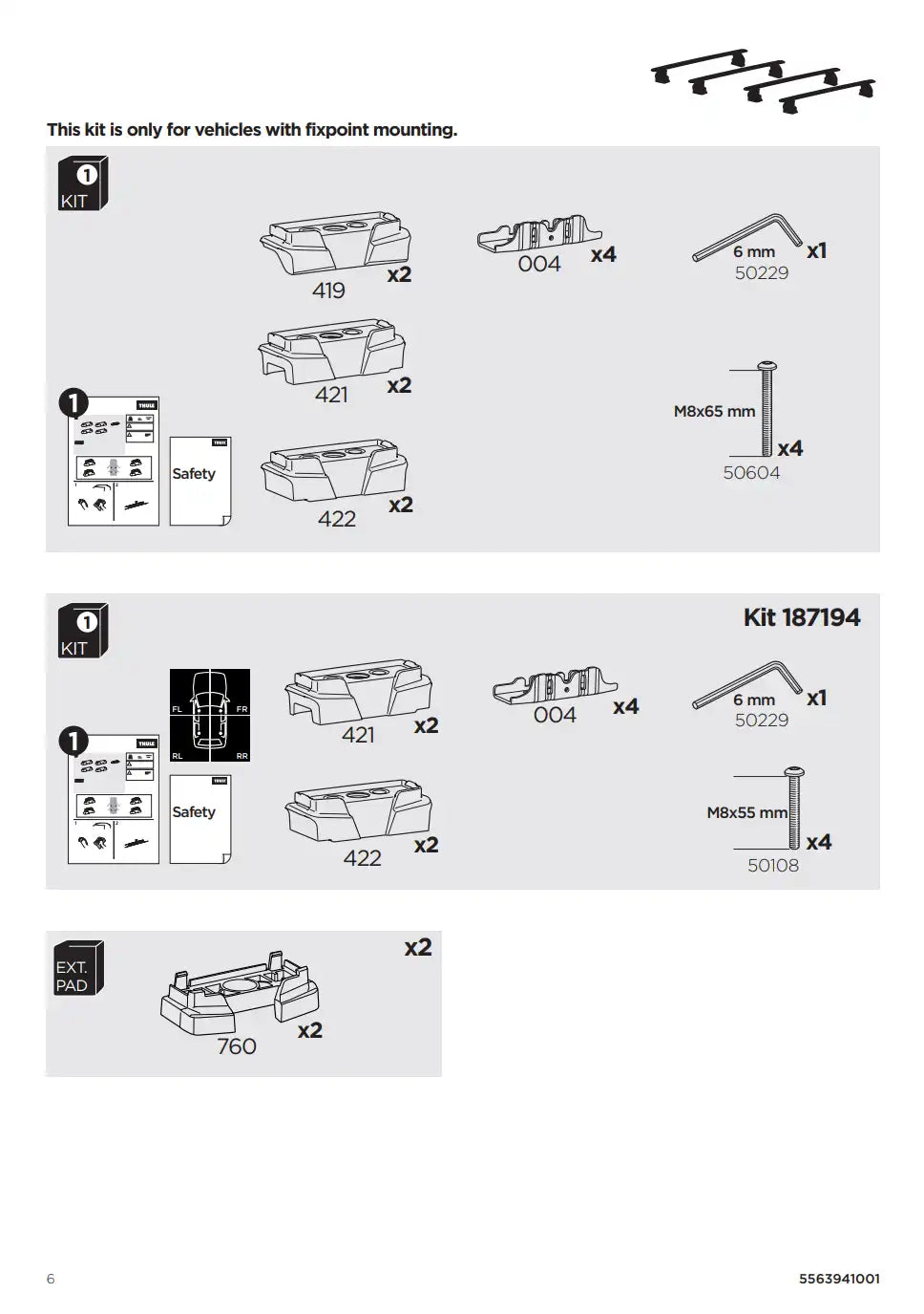 Kit THULE 187195 6 Manual