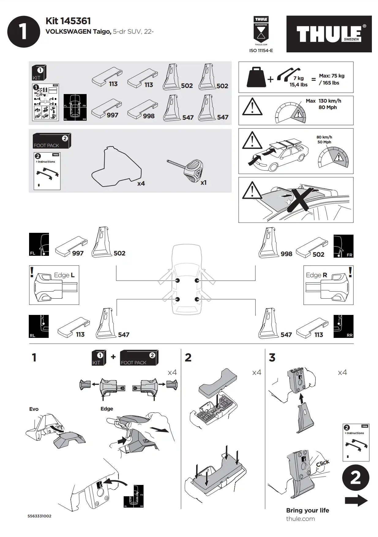 Kit Thule 145361 02 Manual