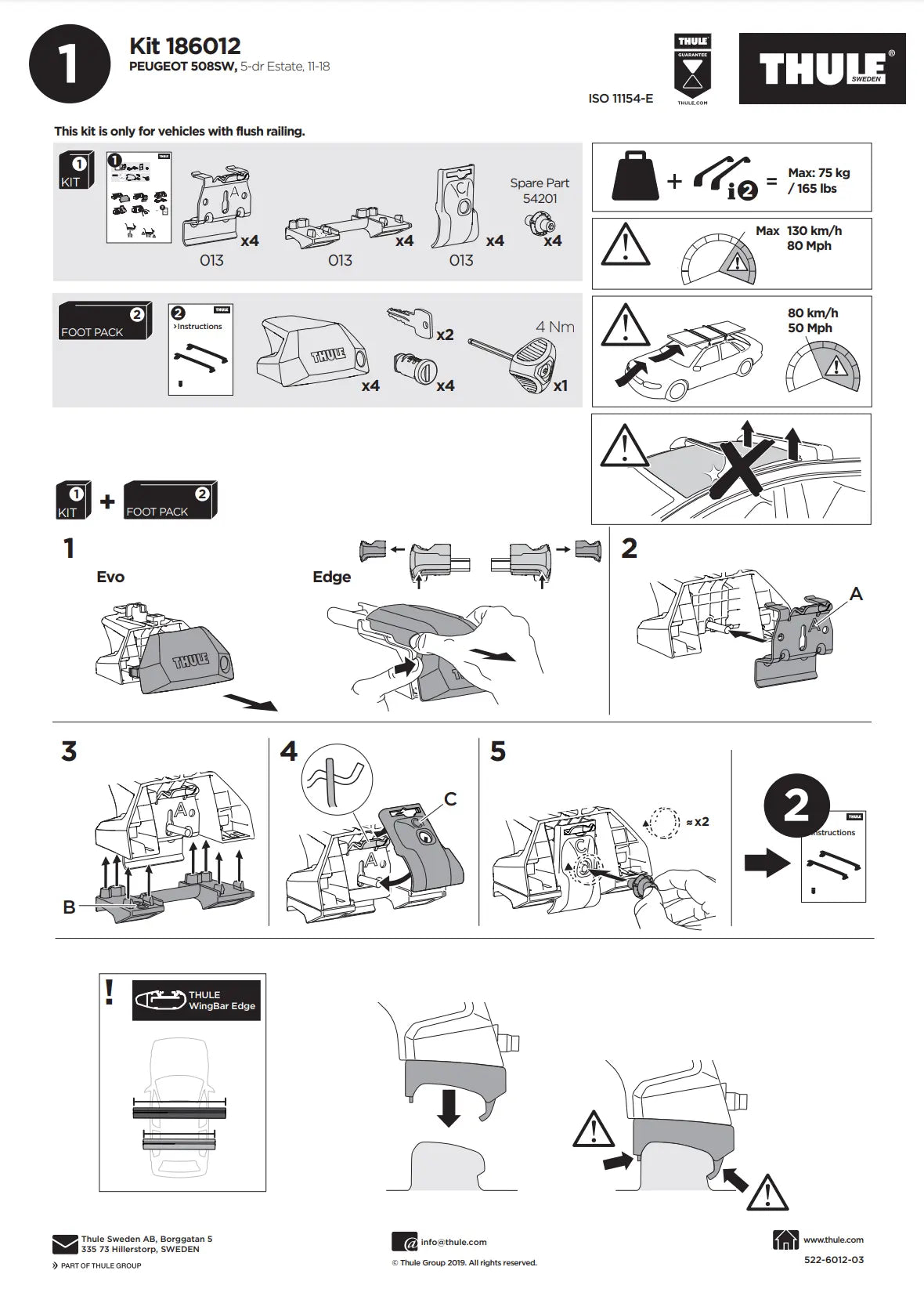 Kit Thule 186012 Manual