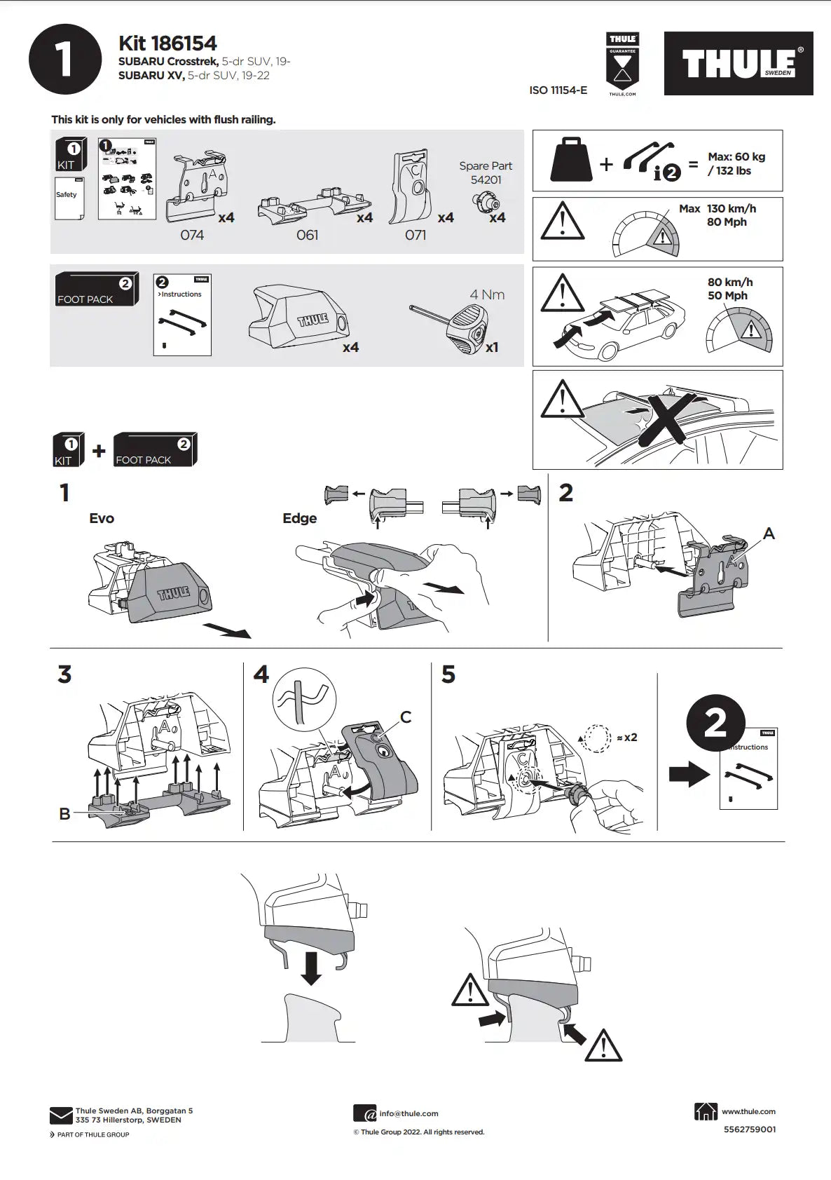 Kit Thule 186154 Manual