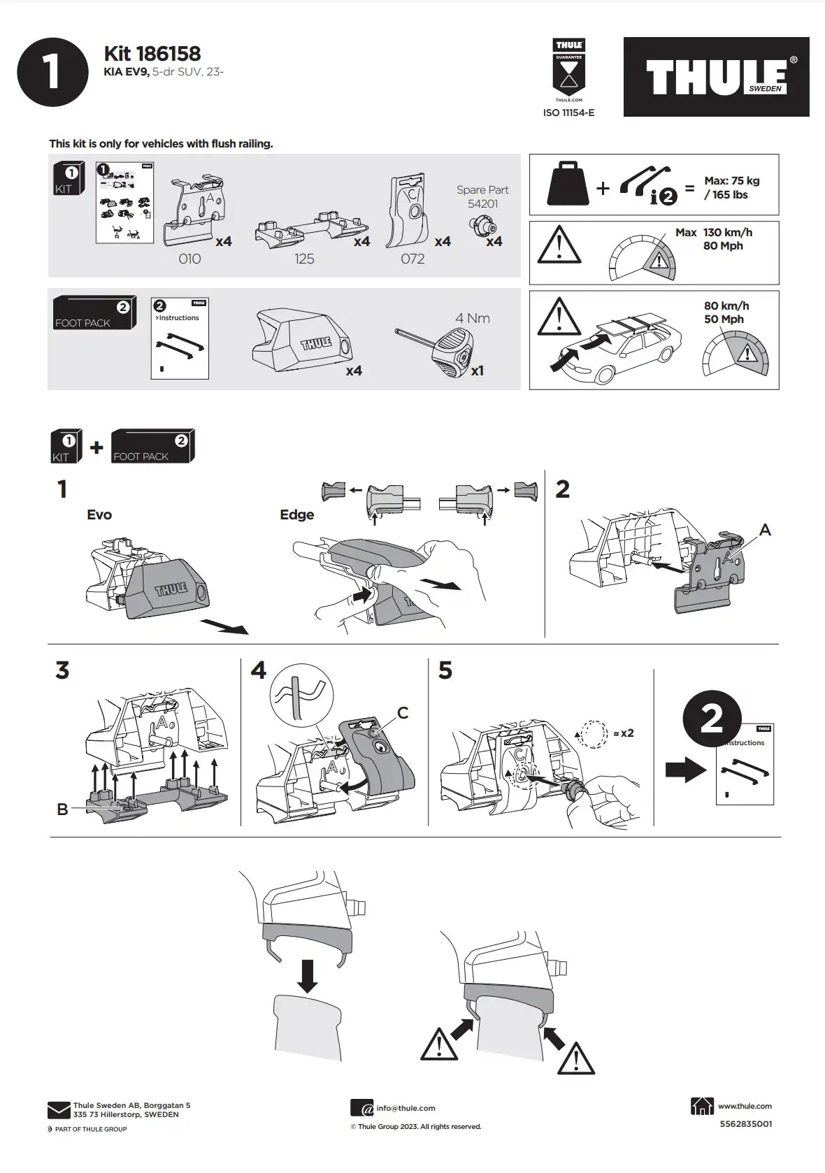 Kit Thule 186158 Manual