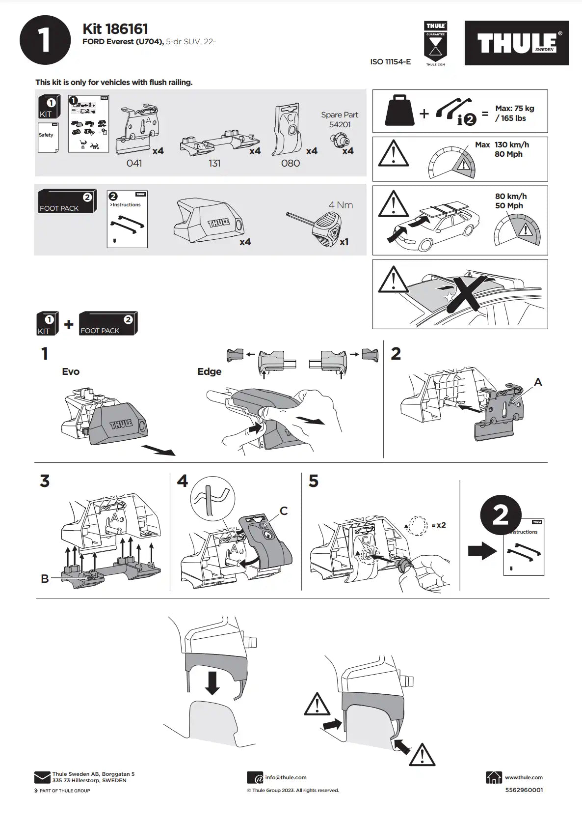 Kit Thule 186161 Manual