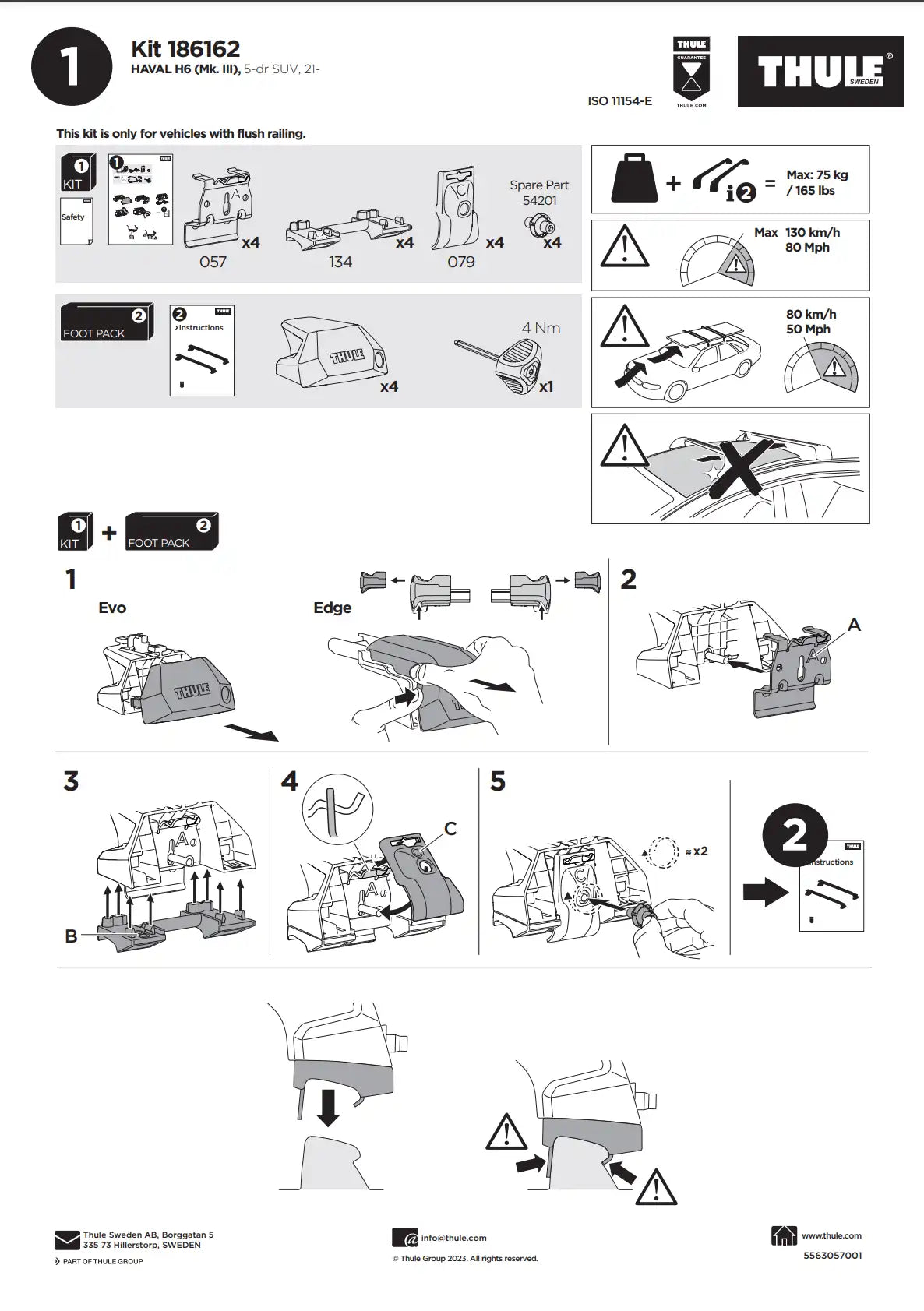 Kit Thule 186162 Manual