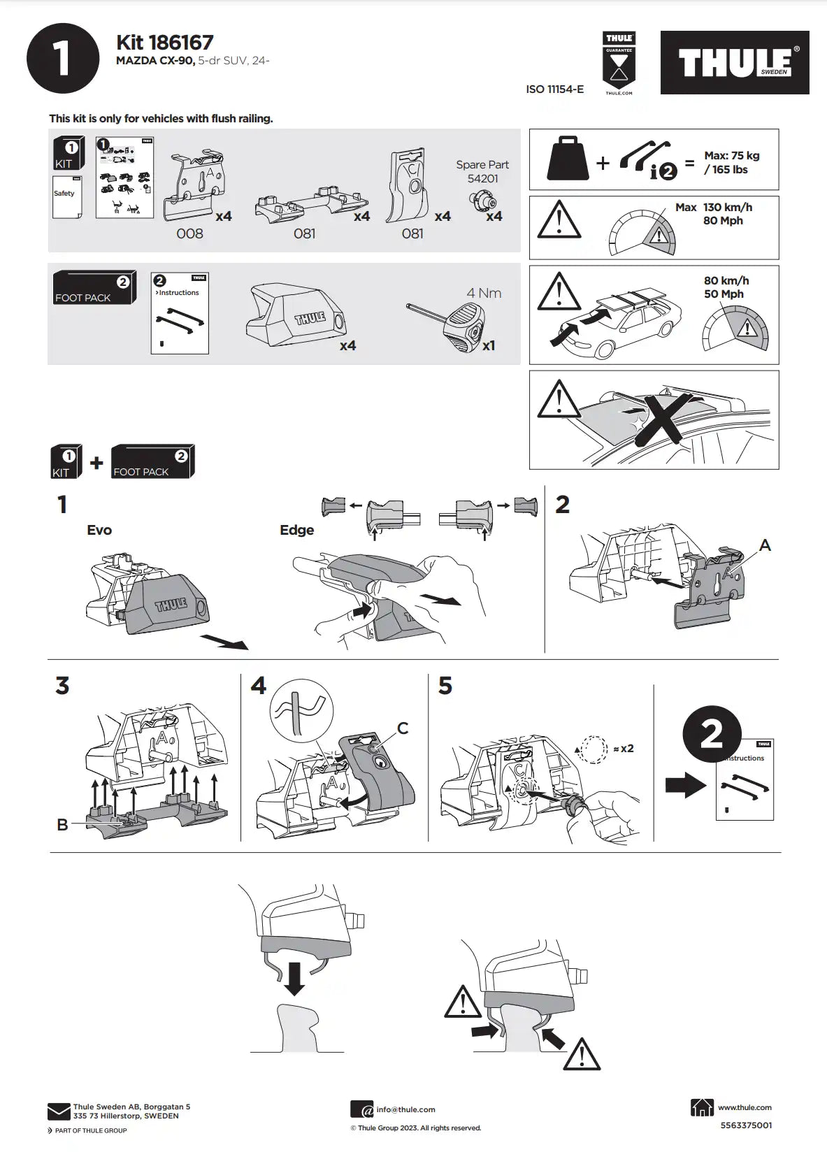 Kit Thule 186167 Manual