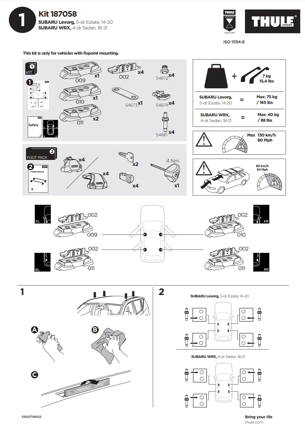 Kit Thule 187058 2 Manual