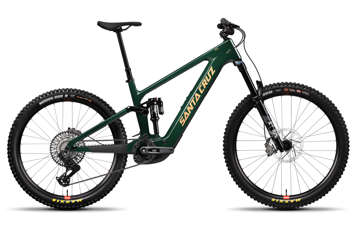 Santa Cruz Vala GX AXS, cadru Carbon C, Midnight Green — randare Santa Cruz din profil (Maxxis, Reserve)