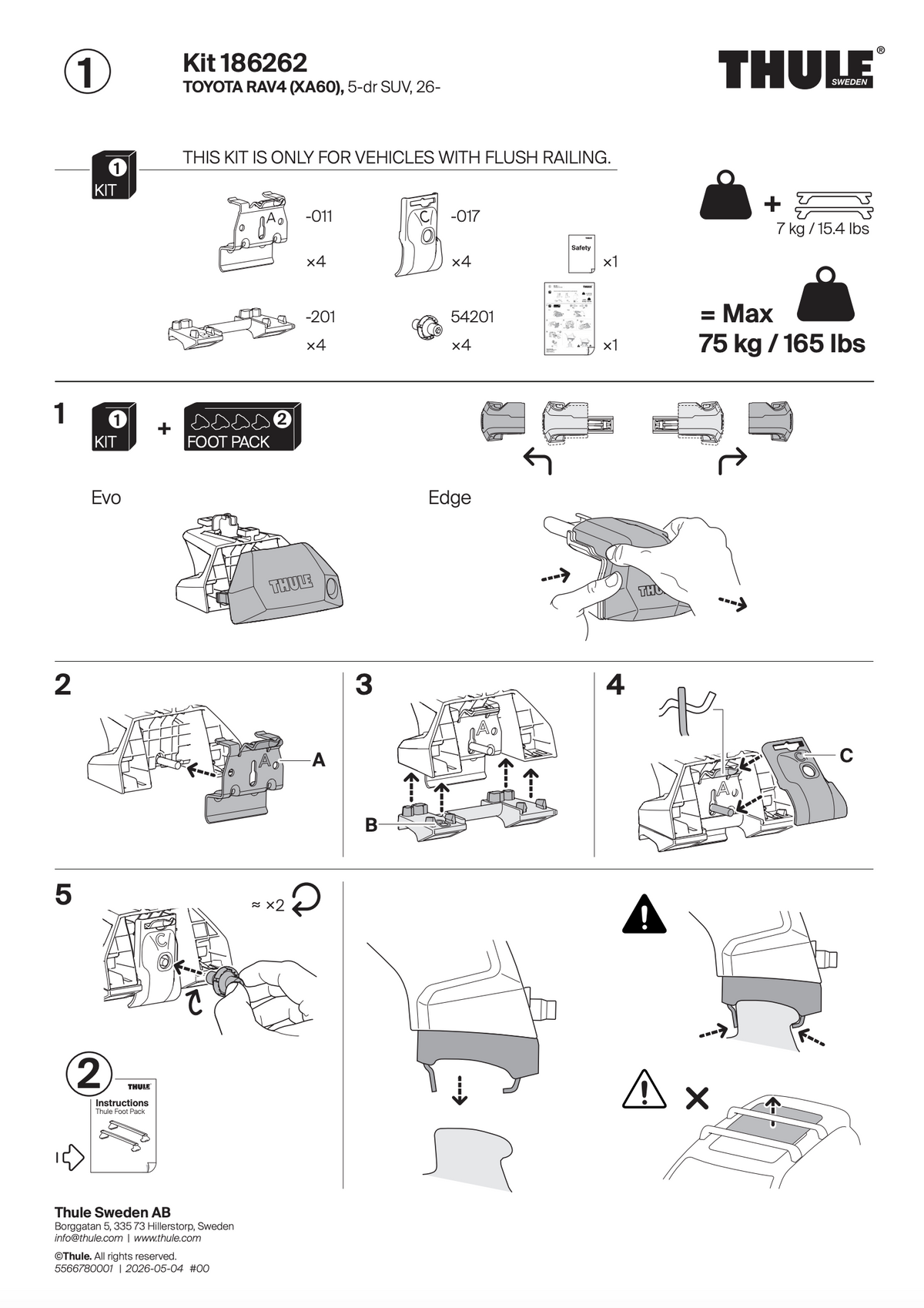 Kit Thule 186262 - TOYOTA RAV4 (XA60)