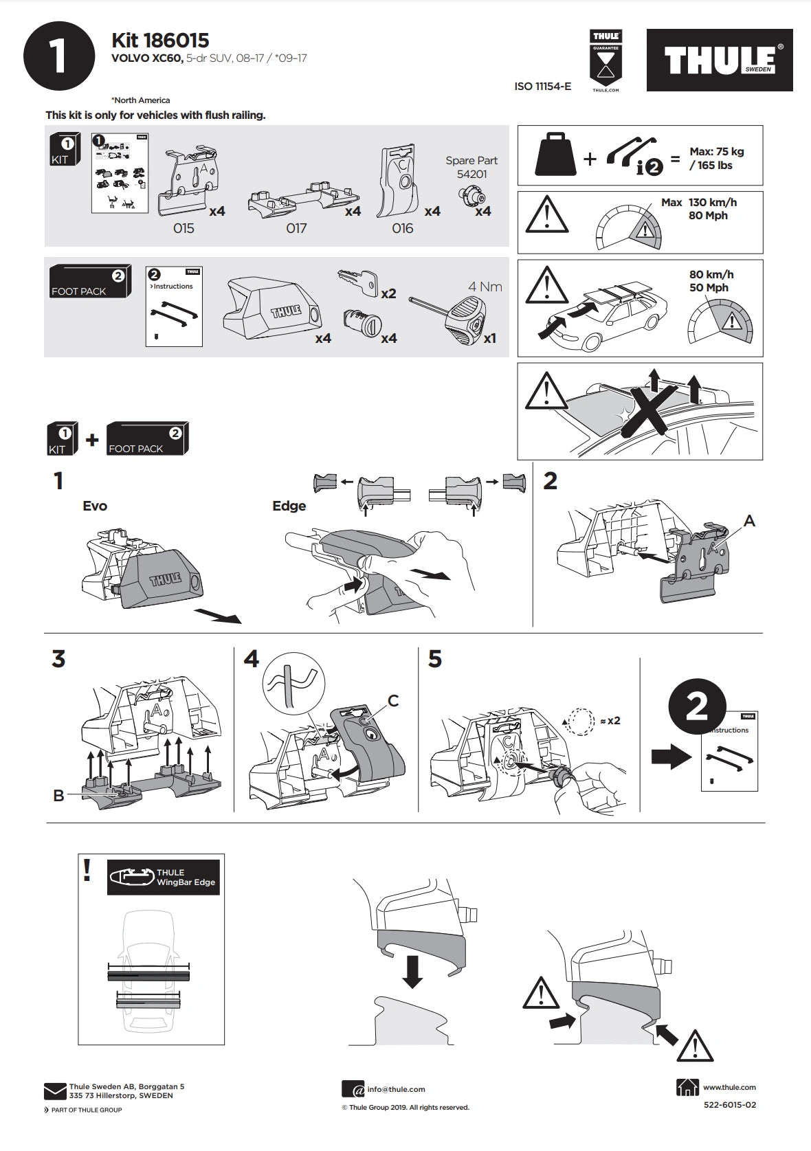 Thule Kit 186015 Manual