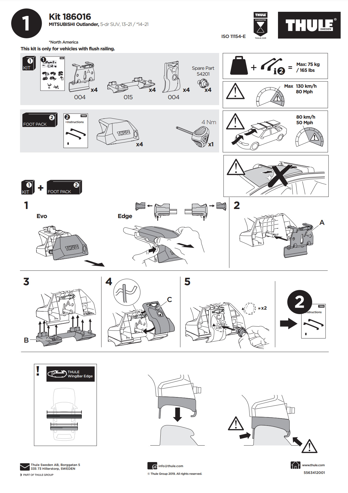 Thule Kit 186016 Manual