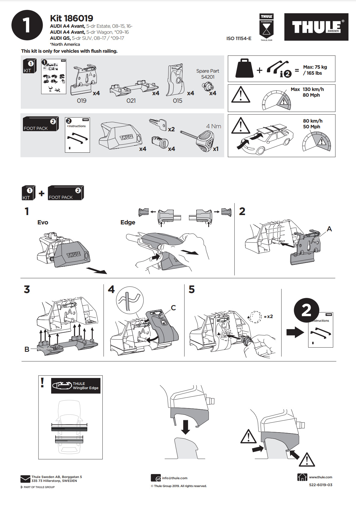 Thule Kit 186019 Manual