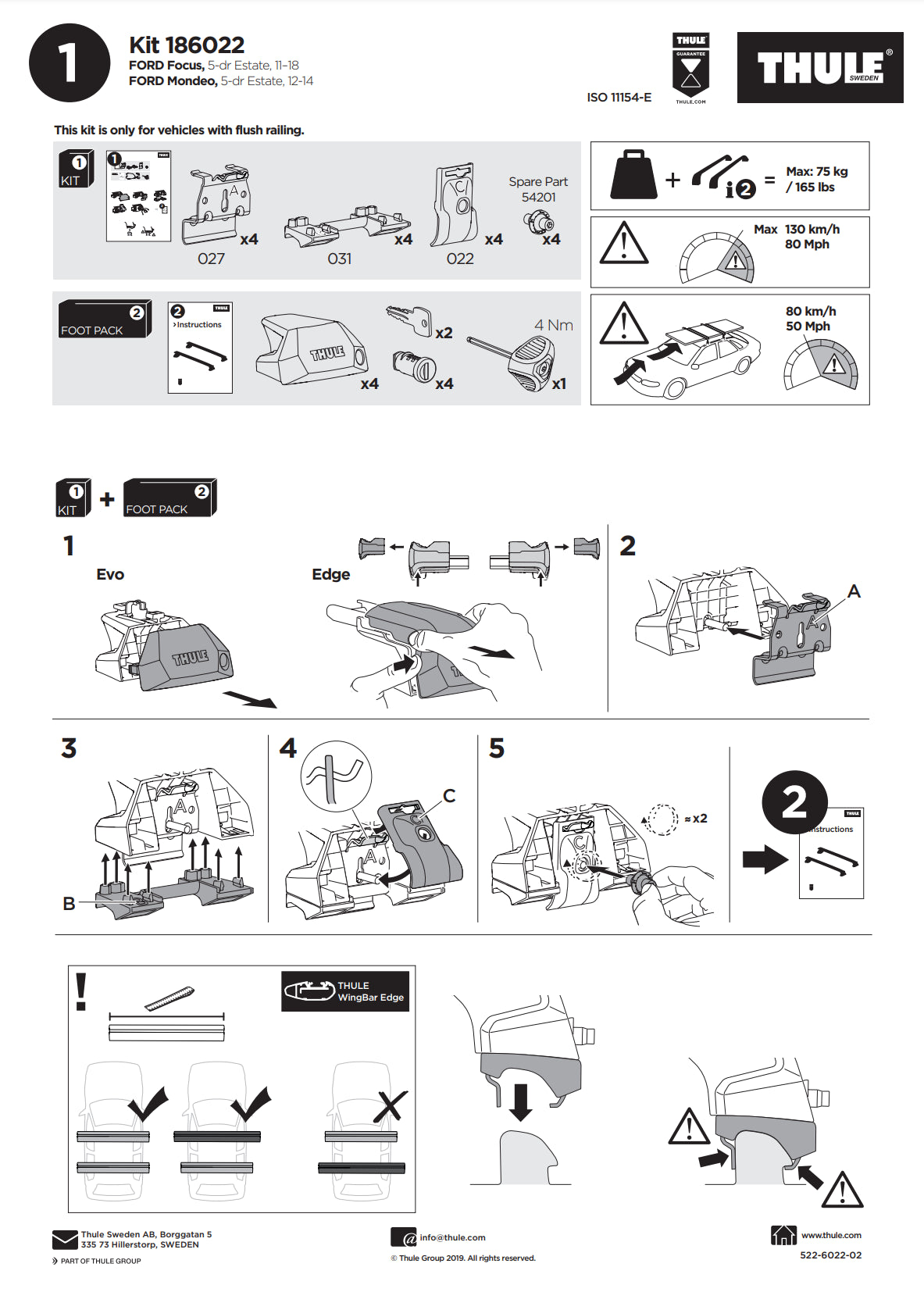Thule Kit 186022 Manual