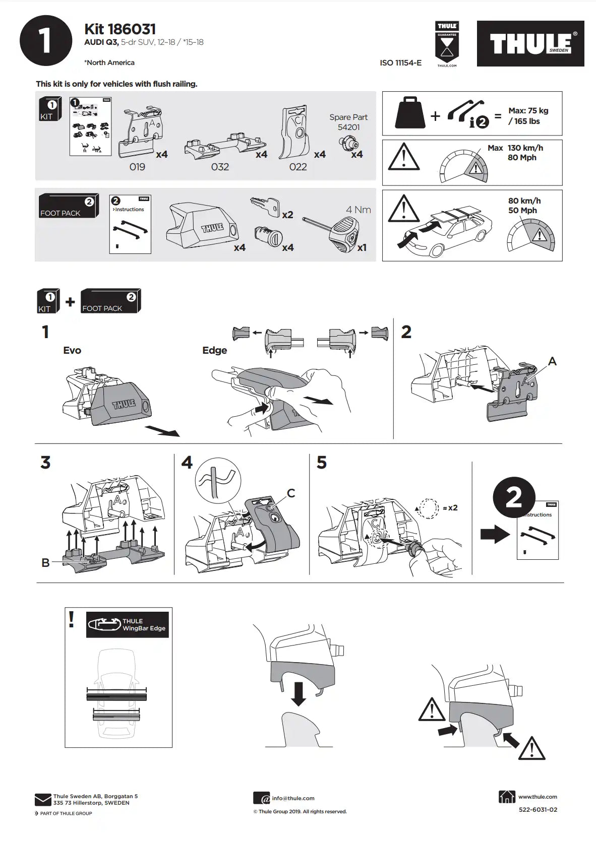 Thule Kit 186031 Manual
